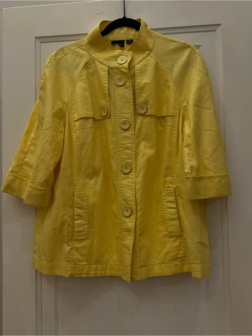 Tribal Women's Yellow Lightweight Button Front Swing Jacket 3/4 Sleeve size 10